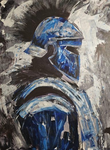 The Blue Knight -- Blue and Grey abstract