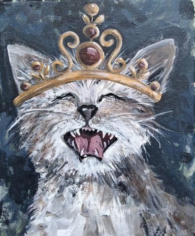 Laughing Princess Tabby Laughing Cat, Whimsical Art, Kitty, Abstract art, Jewelry, animal art, wall art, kids room art, funny art, original art