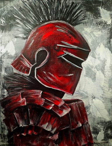 Abstract Art, Soldier, Red Painting, Bold Colors 