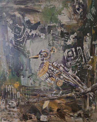 Mechanical Steam Punk Bird & Forest  mechanical bird, steampunk bird art, steampunk bird painting, steampunk, steampunk clockwork, steam pun