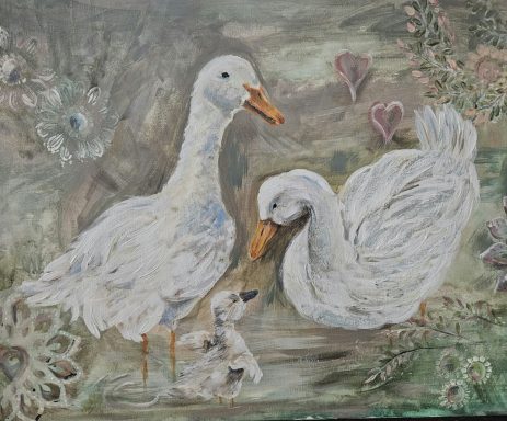 Geese Family, baby goose, gosling, farm animals, ducks, country art