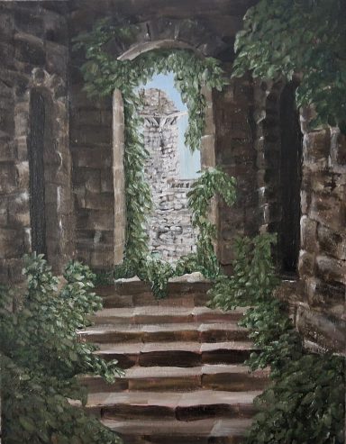 Castle Window View, Original Art, Castle Art